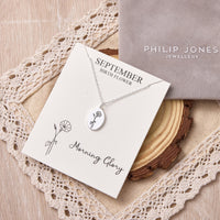 September Birth Flower Morning Glory Necklace with Card