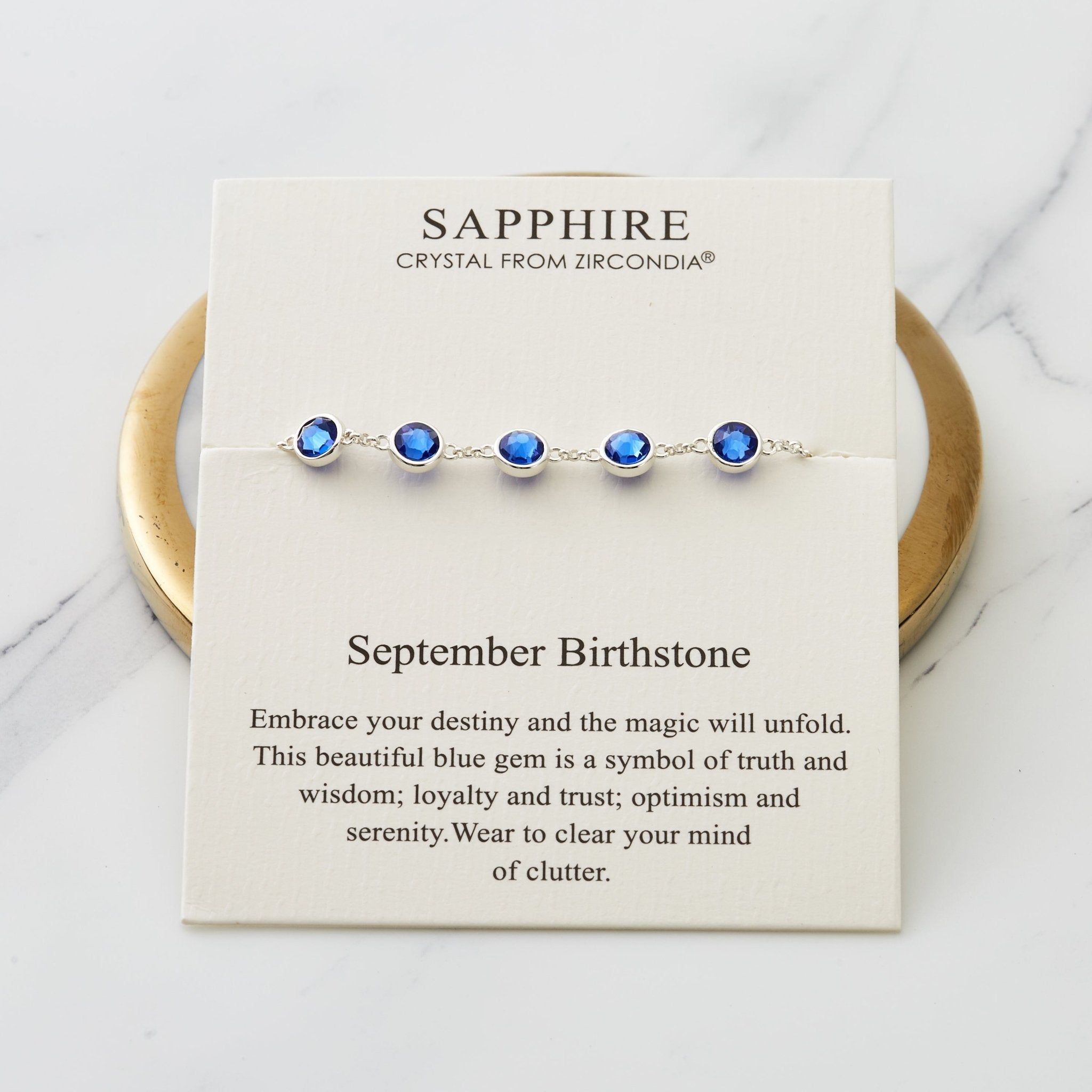 September Birthstone Bracelet Created with Sapphire Zircondia® Crystals