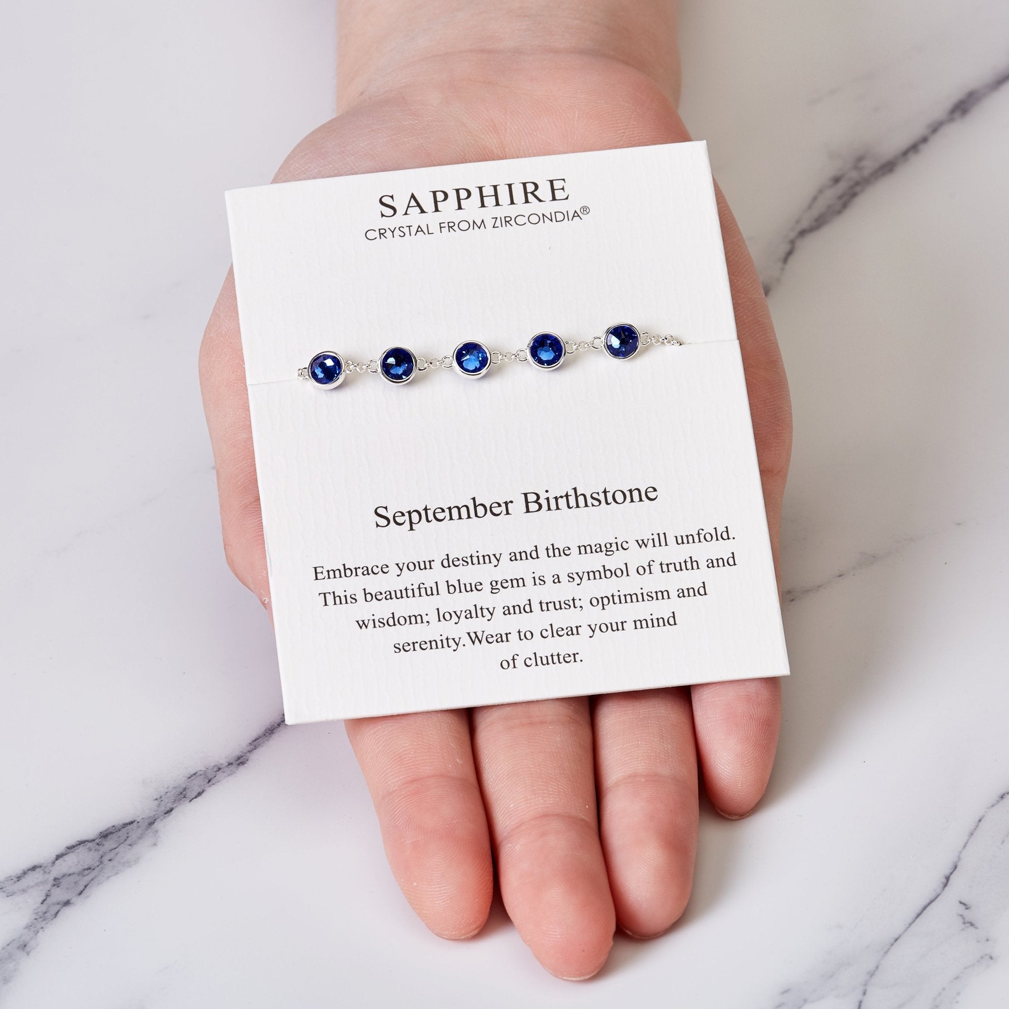 September Birthstone Bracelet Created with Sapphire Zircondia® Crystals