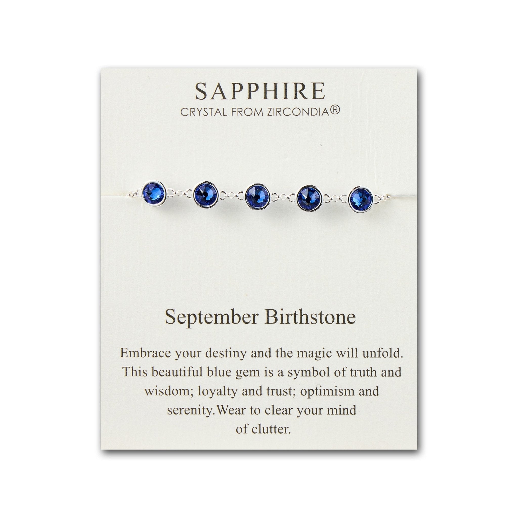 September Birthstone Bracelet Created with Sapphire Zircondia® Crystals