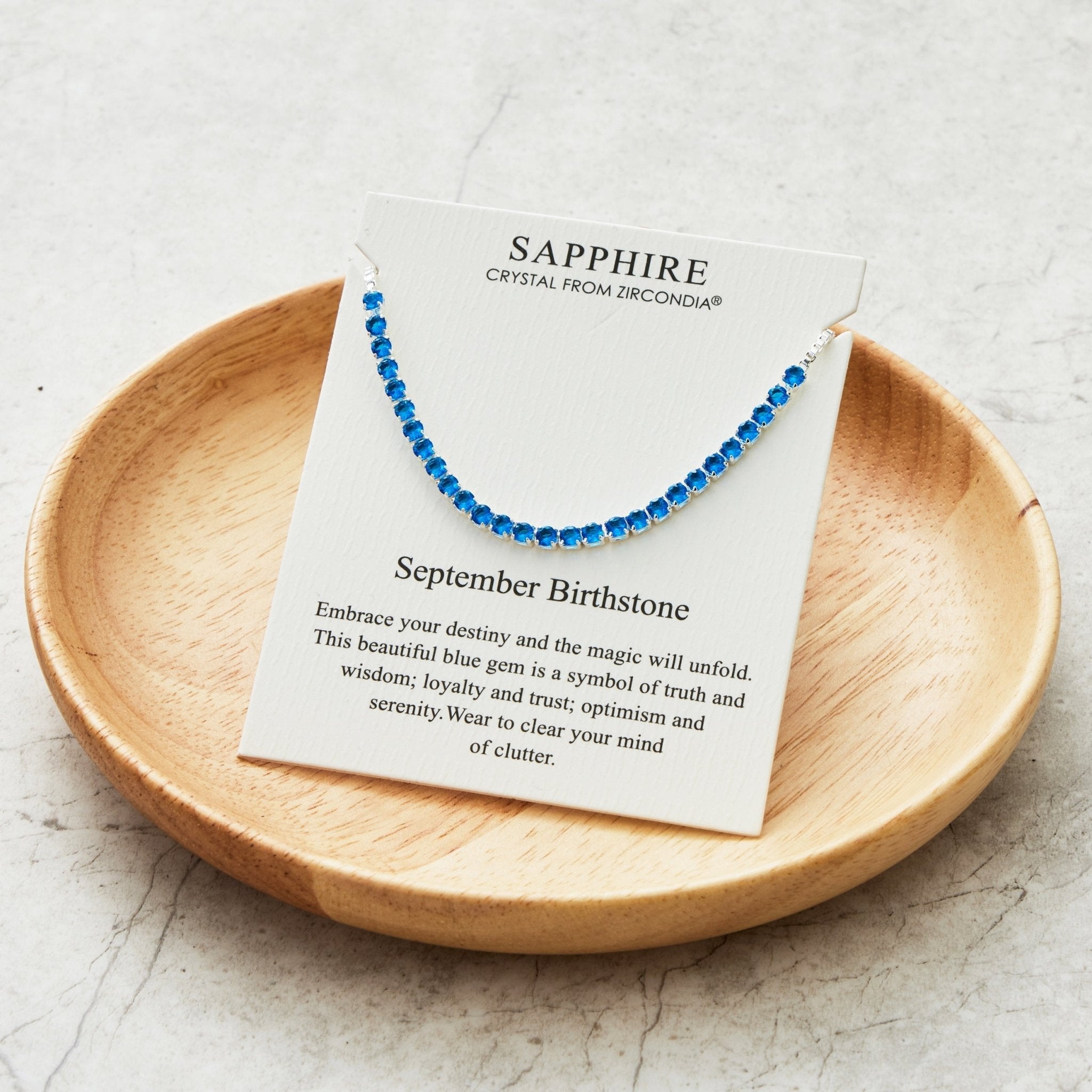 September Birthstone Friendship Bracelet with Sapphire Zircondia® Crystals