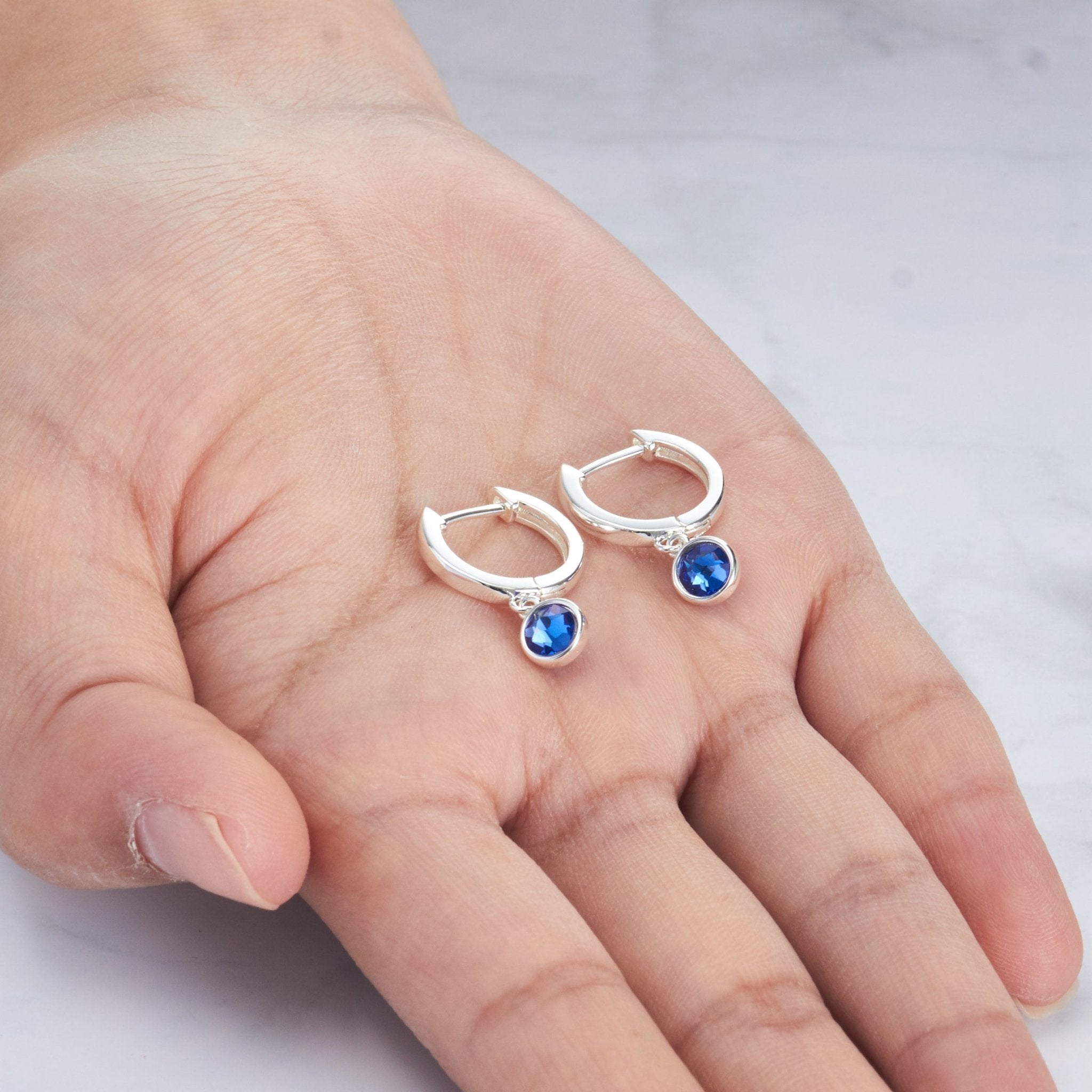 September Birthstone Hoop Earrings Created with Sapphire Zircondia® Crystals