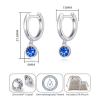 September Birthstone Hoop Earrings Created with Sapphire Zircondia® Crystals
