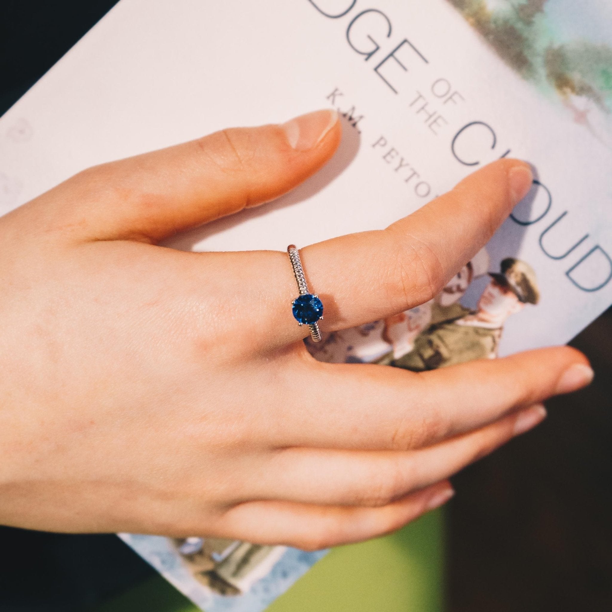 September (Sapphire) Adjustable Birthstone Ring Created with Zircondia® Crystals