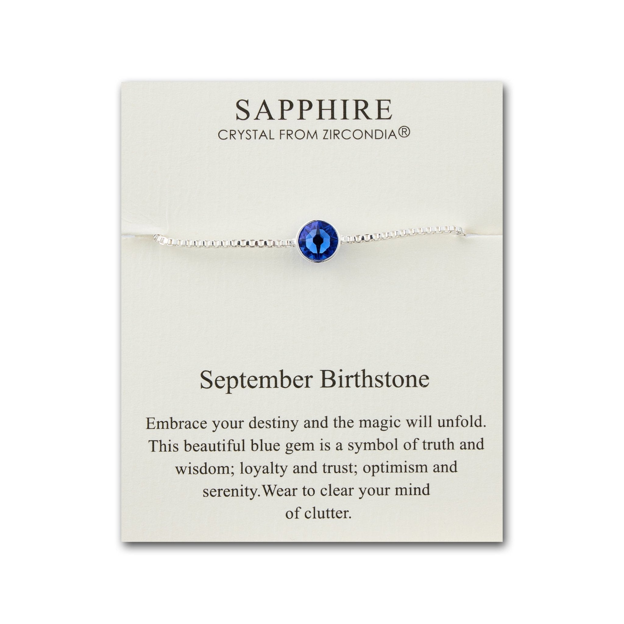 September (Sapphire) Birthstone Bracelet Created with Zircondia® Crystals