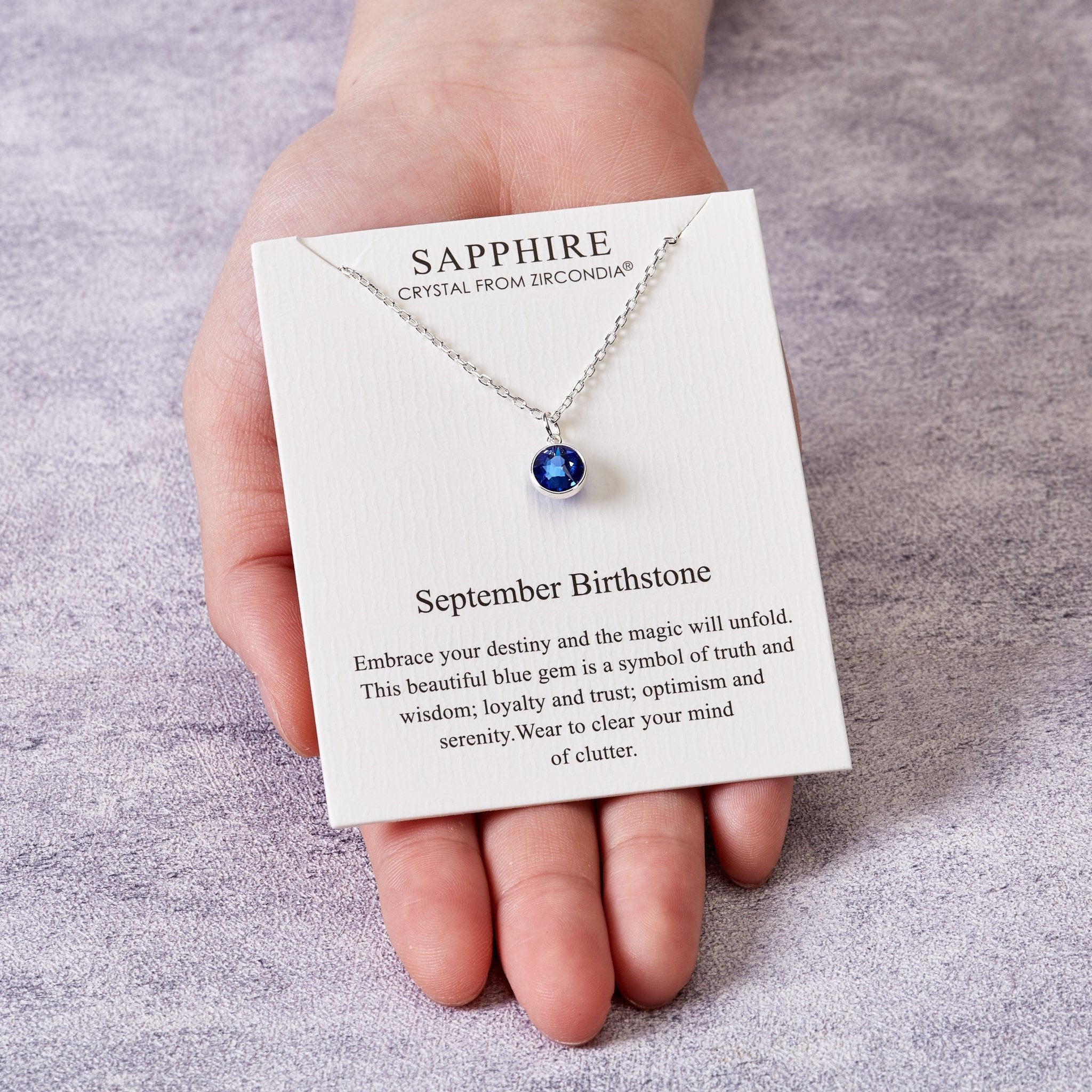 September (Sapphire) Birthstone Necklace Created with Zircondia® Crystals