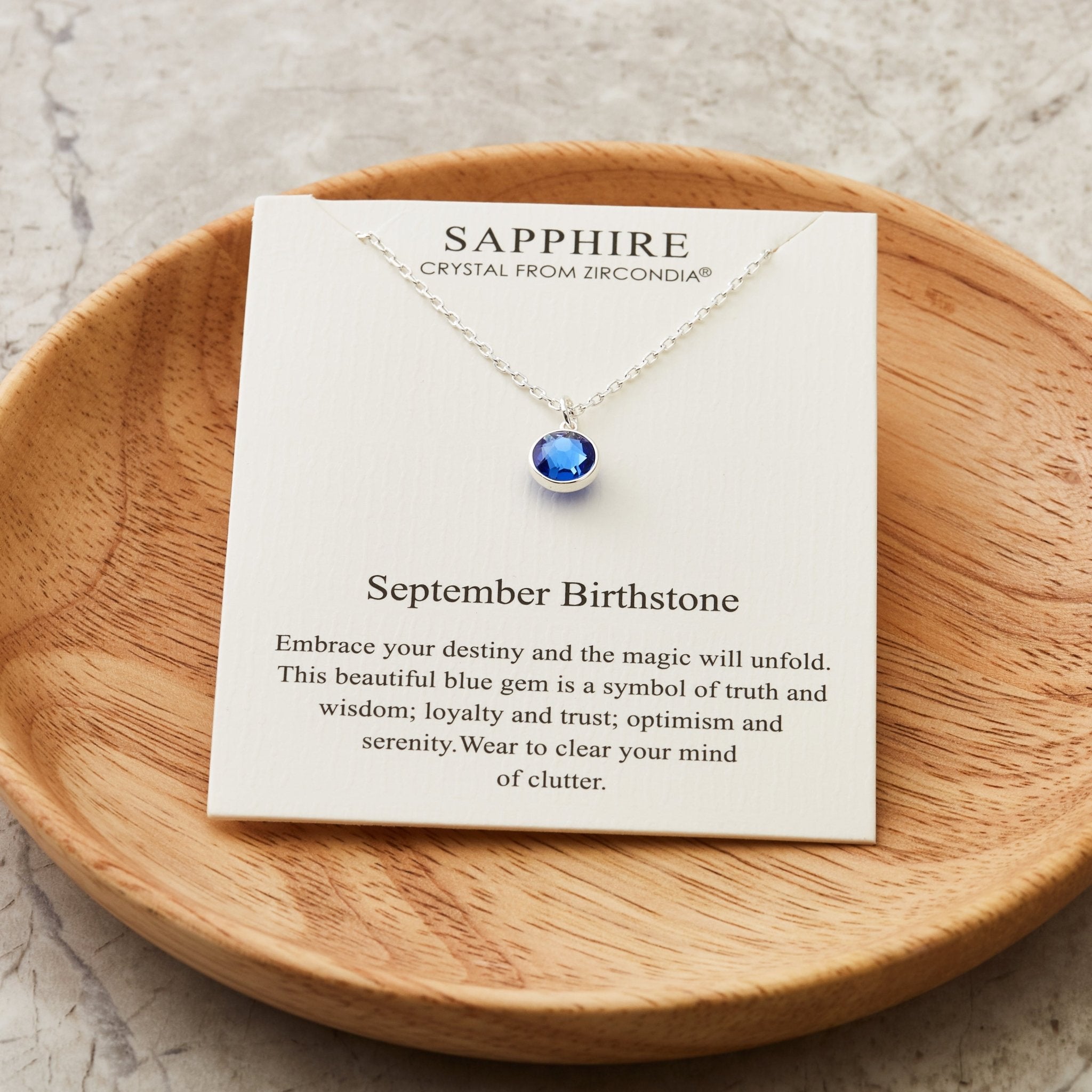September (Sapphire) Birthstone Necklace Created with Zircondia® Crystals