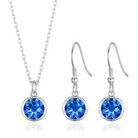 September (Sapphire) Birthstone Necklace & Drop Earrings Set Created with Zircondia® Crystals