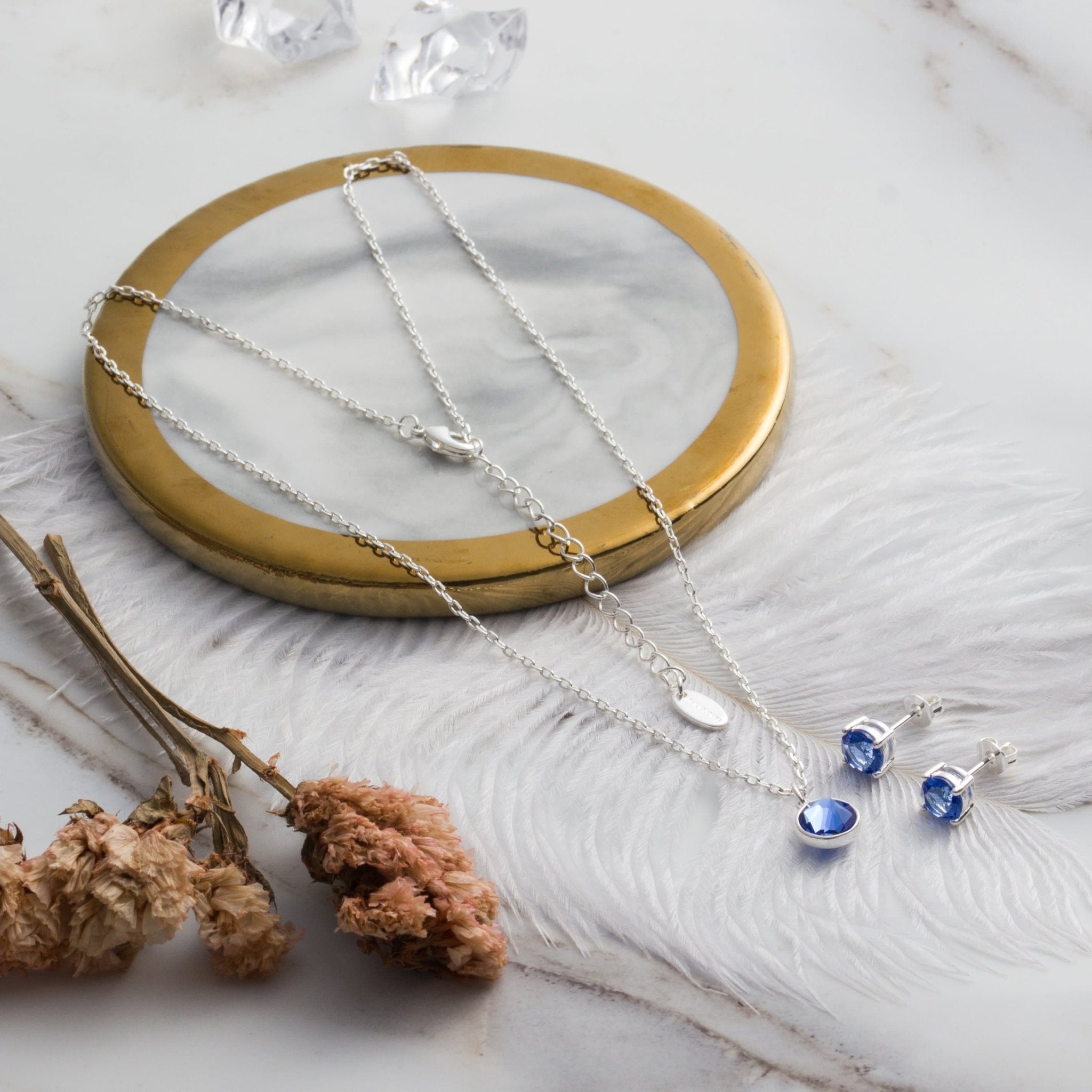 September (Sapphire) Birthstone Necklace & Earrings Set Created with Zircondia® Crystals