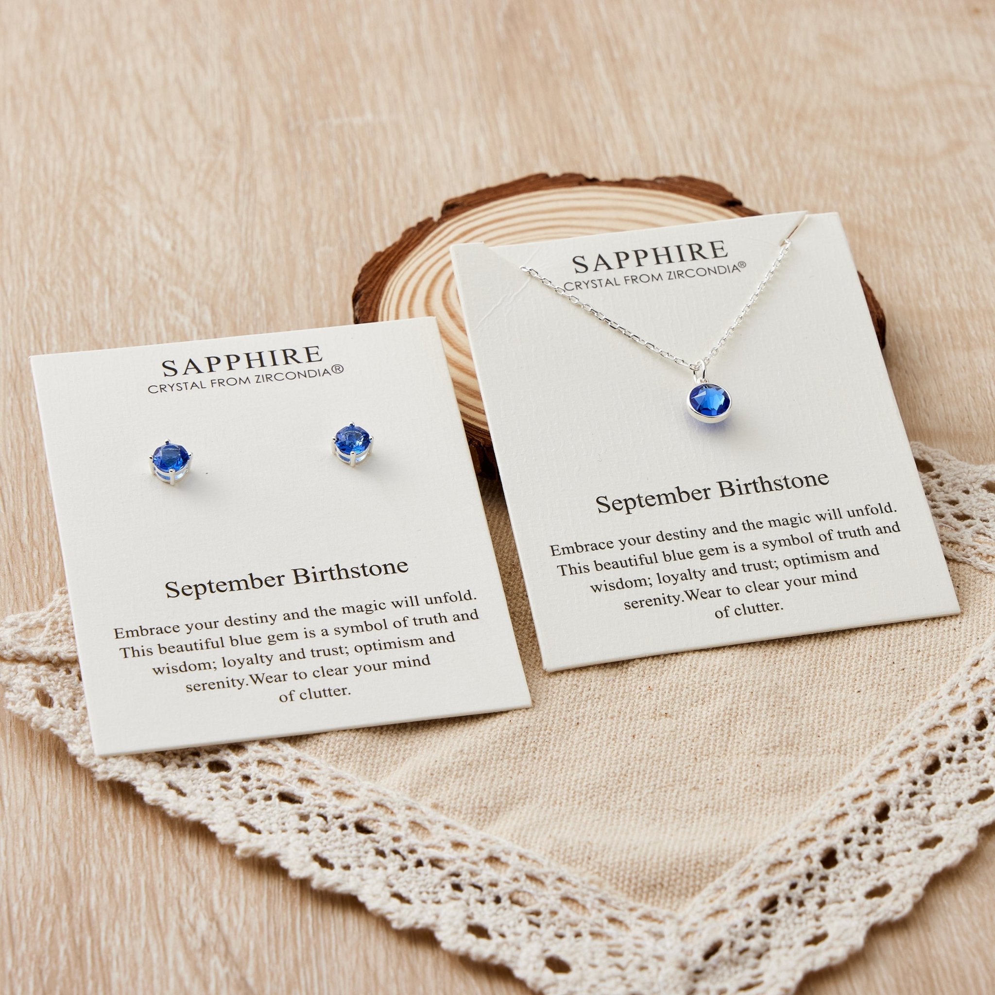 September (Sapphire) Birthstone Necklace & Earrings Set Created with Zircondia® Crystals