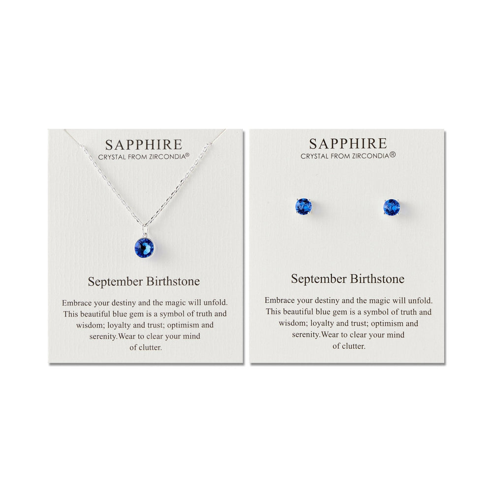 September (Sapphire) Birthstone Necklace & Earrings Set Created with Zircondia® Crystals
