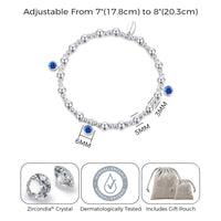 September (Sapphire) Birthstone Stretch Charm Bracelet with Quote Gift Box