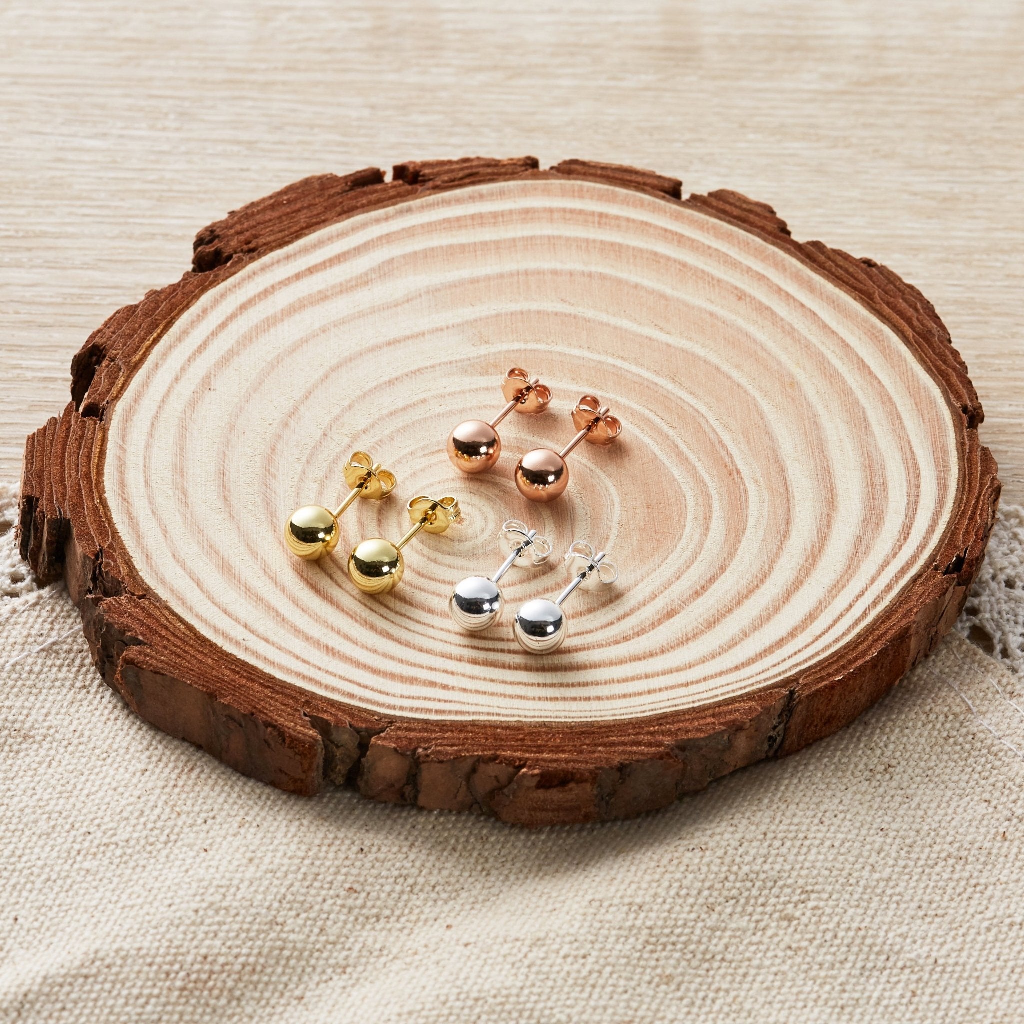 Set of Three Ball Stud Earrings