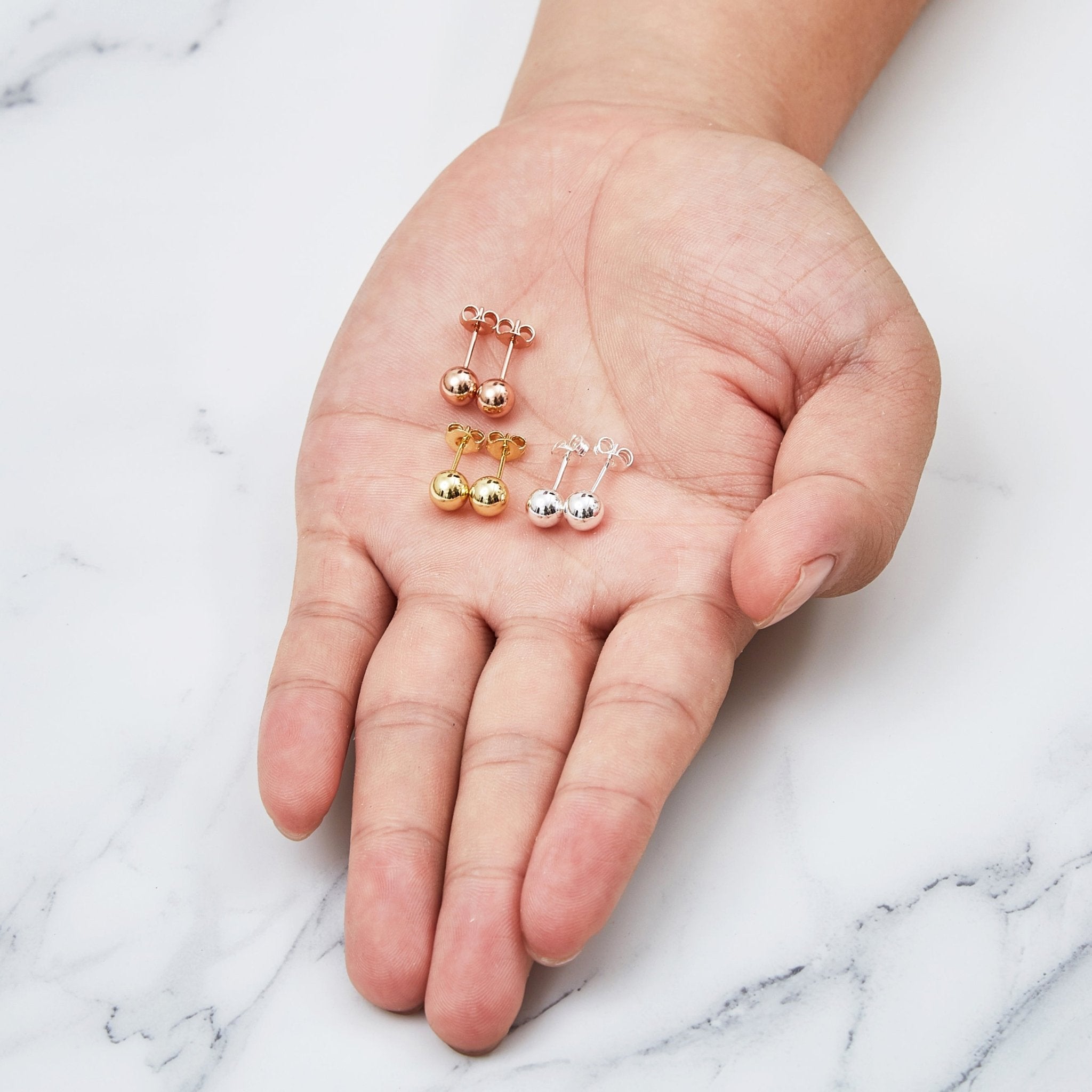 Set of Three Ball Stud Earrings