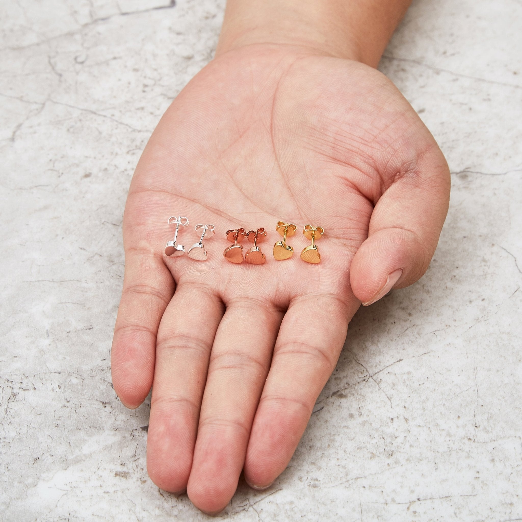 Set of Three Heart Stud Earrings