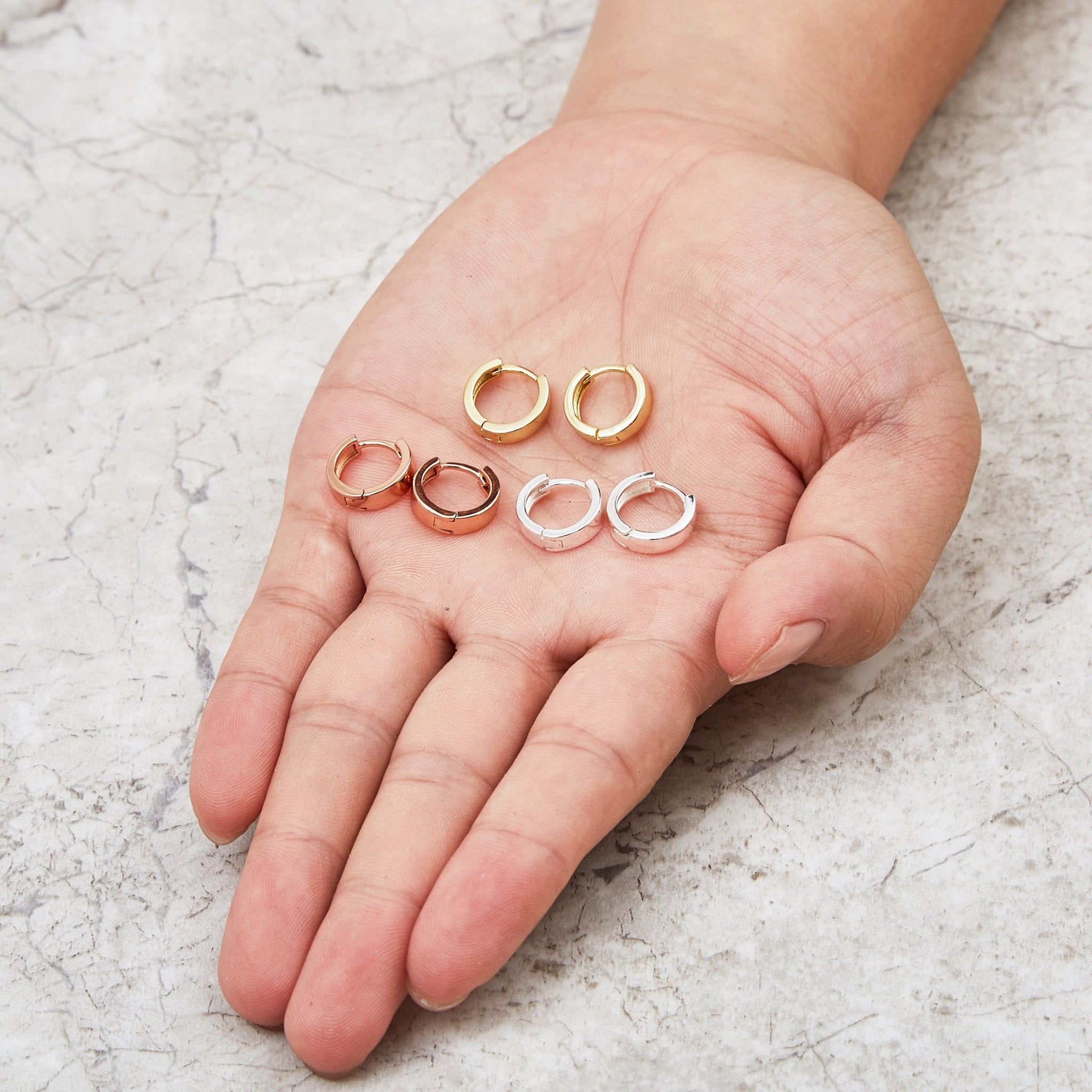 Set of Three Huggie Earrings