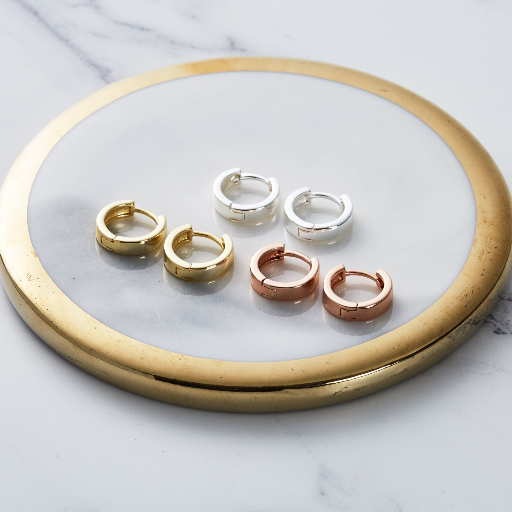 Set of Three Huggie Earrings