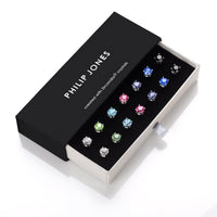 Seven Pack of Solitaire Earrings Created with Zircondia® Crystals