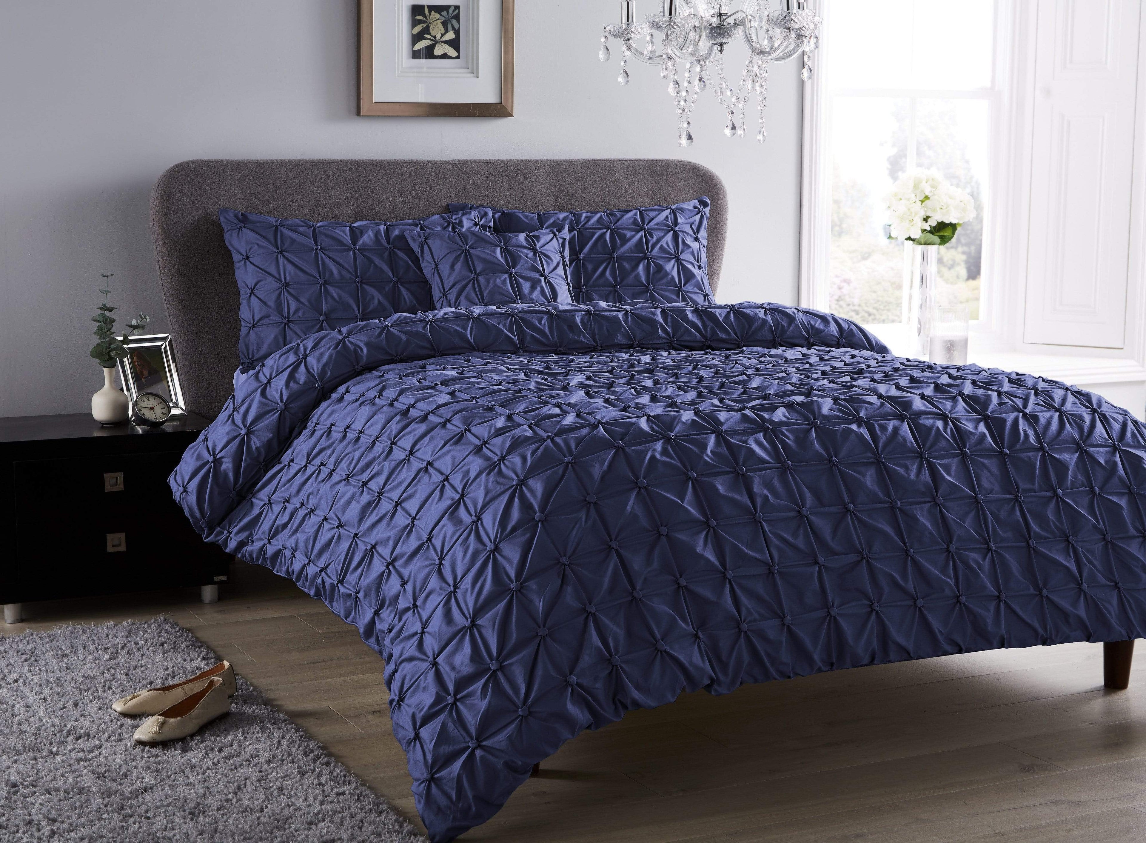 Seville Luxury Cotton-Rich Duvet Set with Handmade Pintuck Detailing Super Soft Bedding for All Sizes by OLIVIA ROCCO