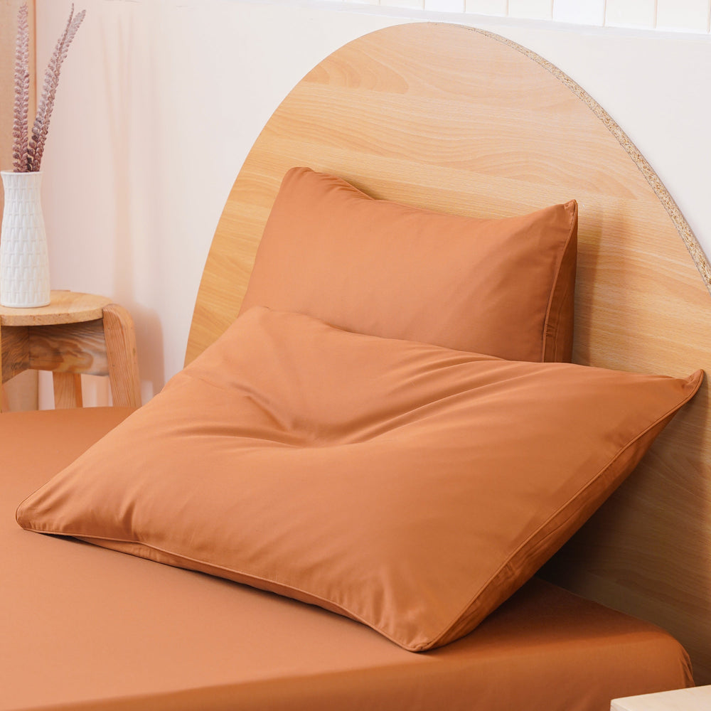 Ackly Bamboo Terracotta Orange Luxury Pillowcases Pair