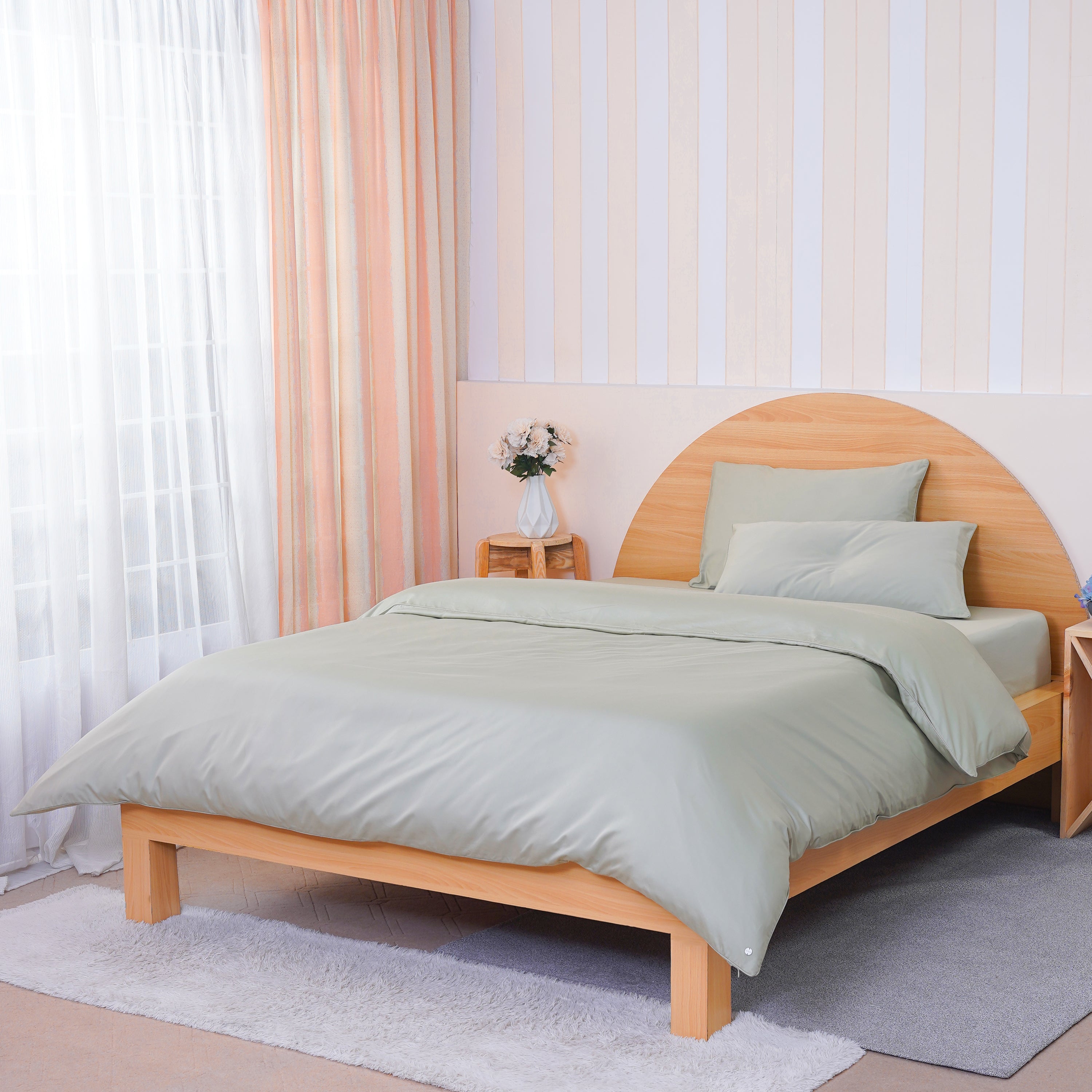 Ackly Bamboo Sage Green Luxury Duvet Cover Set