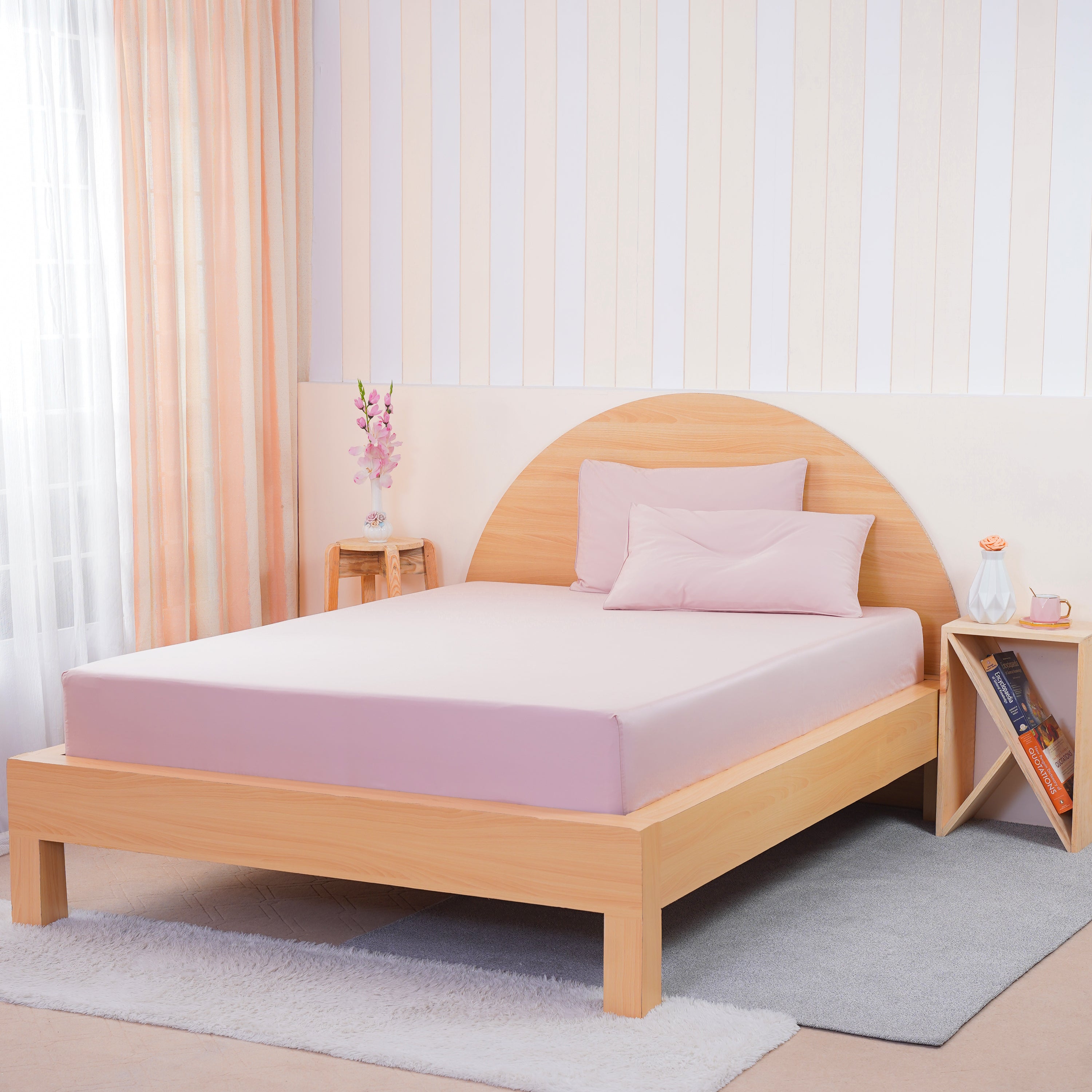 Ackly Bamboo Blush Pink Fitted Sheet - Luxurious Softness and Breathability