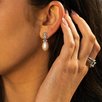 Silver Baroque Pearl Earrings - Lyra