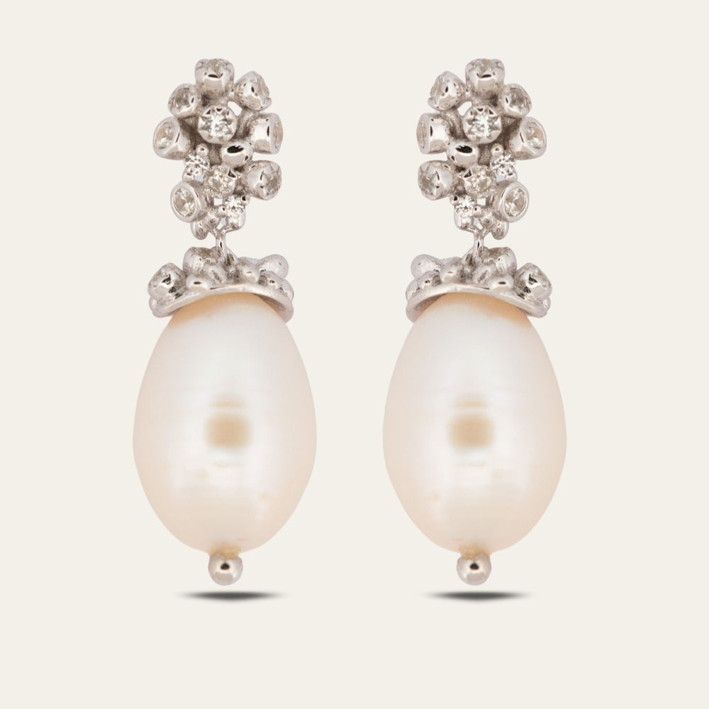 Silver Baroque Pearl Earrings - Lyra