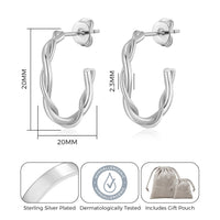Silver Plated 20mm Twisted Hoop Earrings