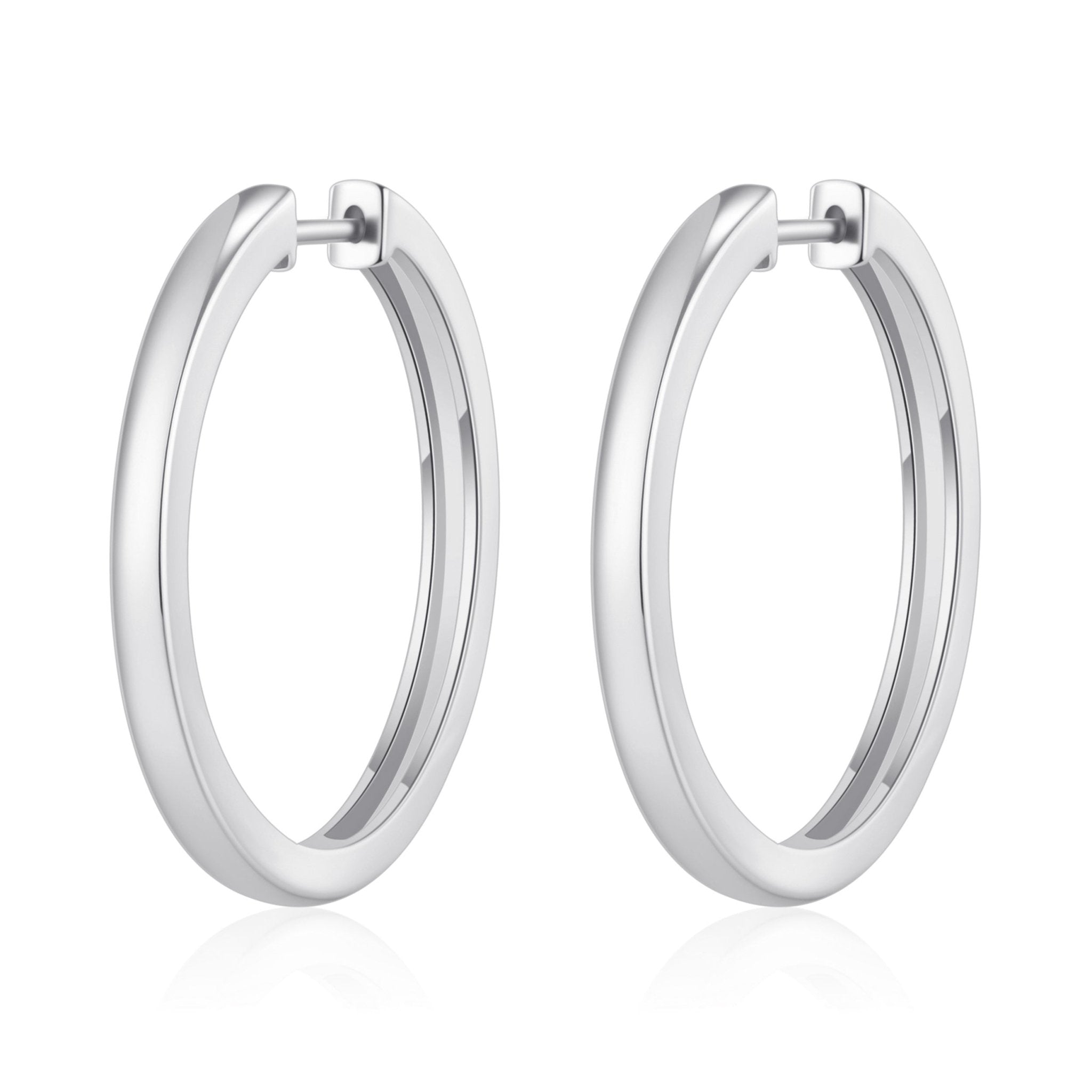 Silver Plated 30mm Plain Hoop Earrings