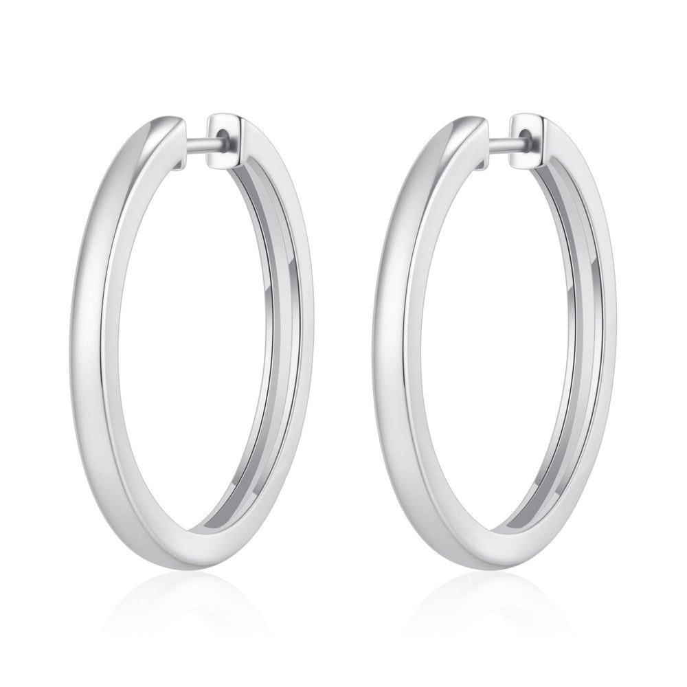 Silver Plated 30mm Plain Hoop Earrings