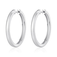 Silver Plated 30mm Plain Hoop Earrings