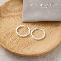 Silver Plated 30mm Plain Hoop Earrings