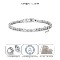 Silver Plated 3mm Tennis Bracelet Created with Zircondia® Crystals