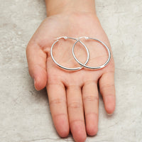 Silver Plated 40mm Hoop Earrings