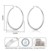 Silver Plated 50mm Hoop Earrings