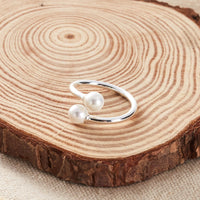Silver Plated Adjustable Double Pearl Ring