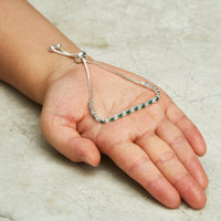 Silver Plated Adjustable Green Tennis Bracelet Created with Zircondia® Crystals