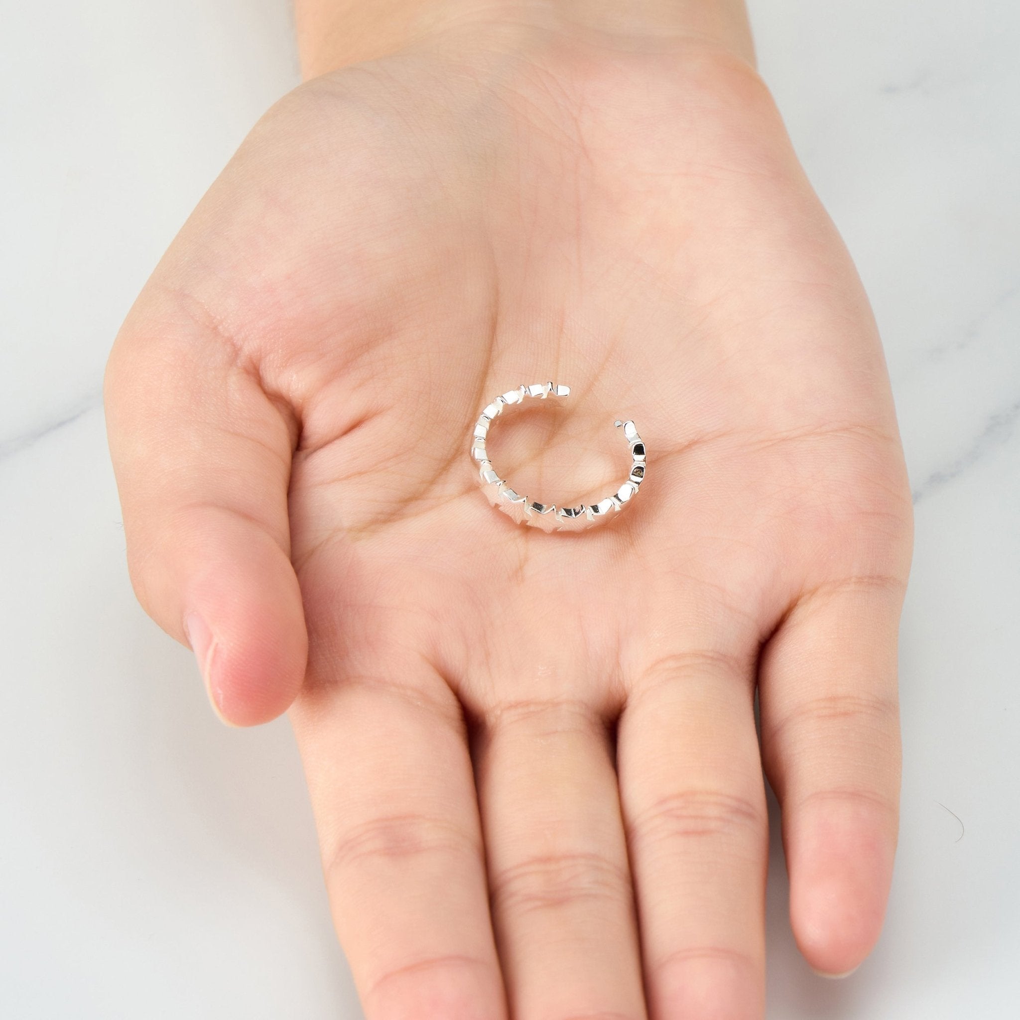 Silver Plated Adjustable Star Band Ring