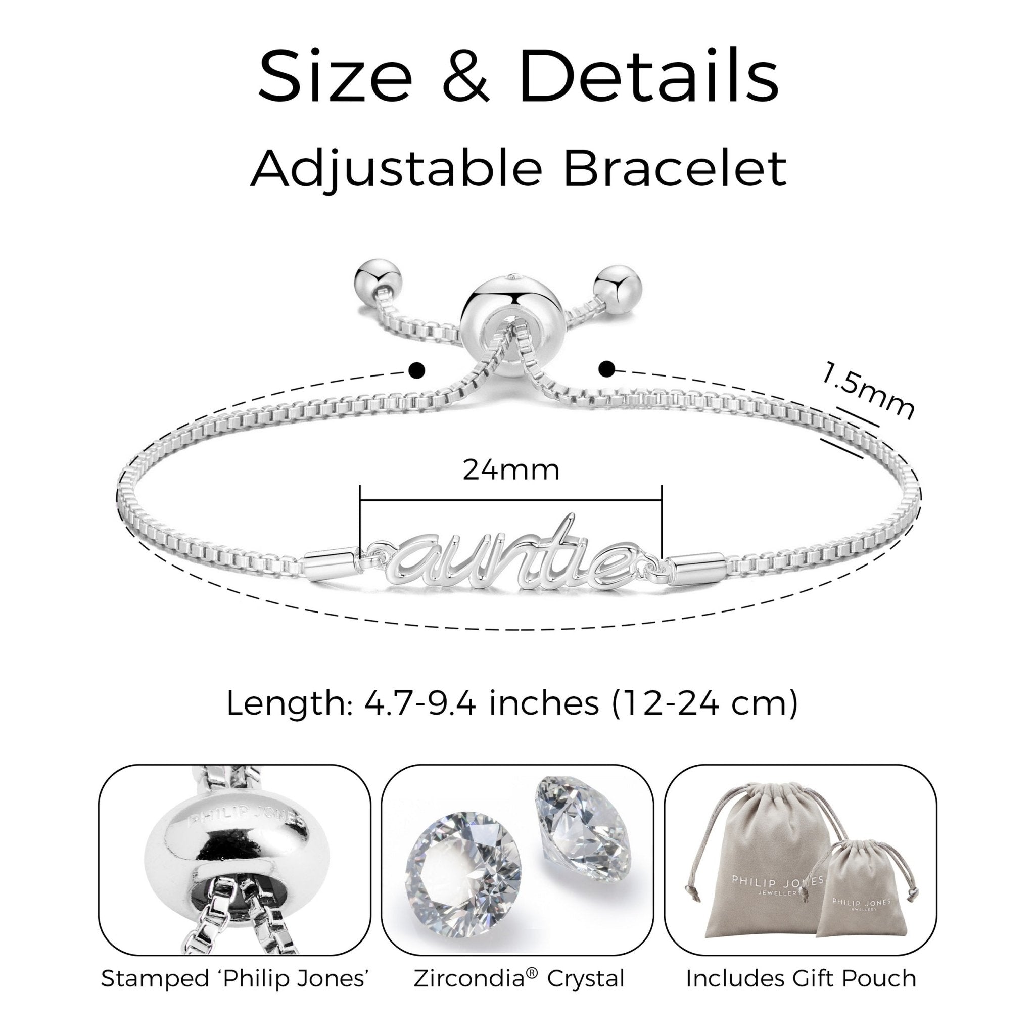 Silver Plated Auntie Bracelet Created with Zircondia® Crystals with Gift Box