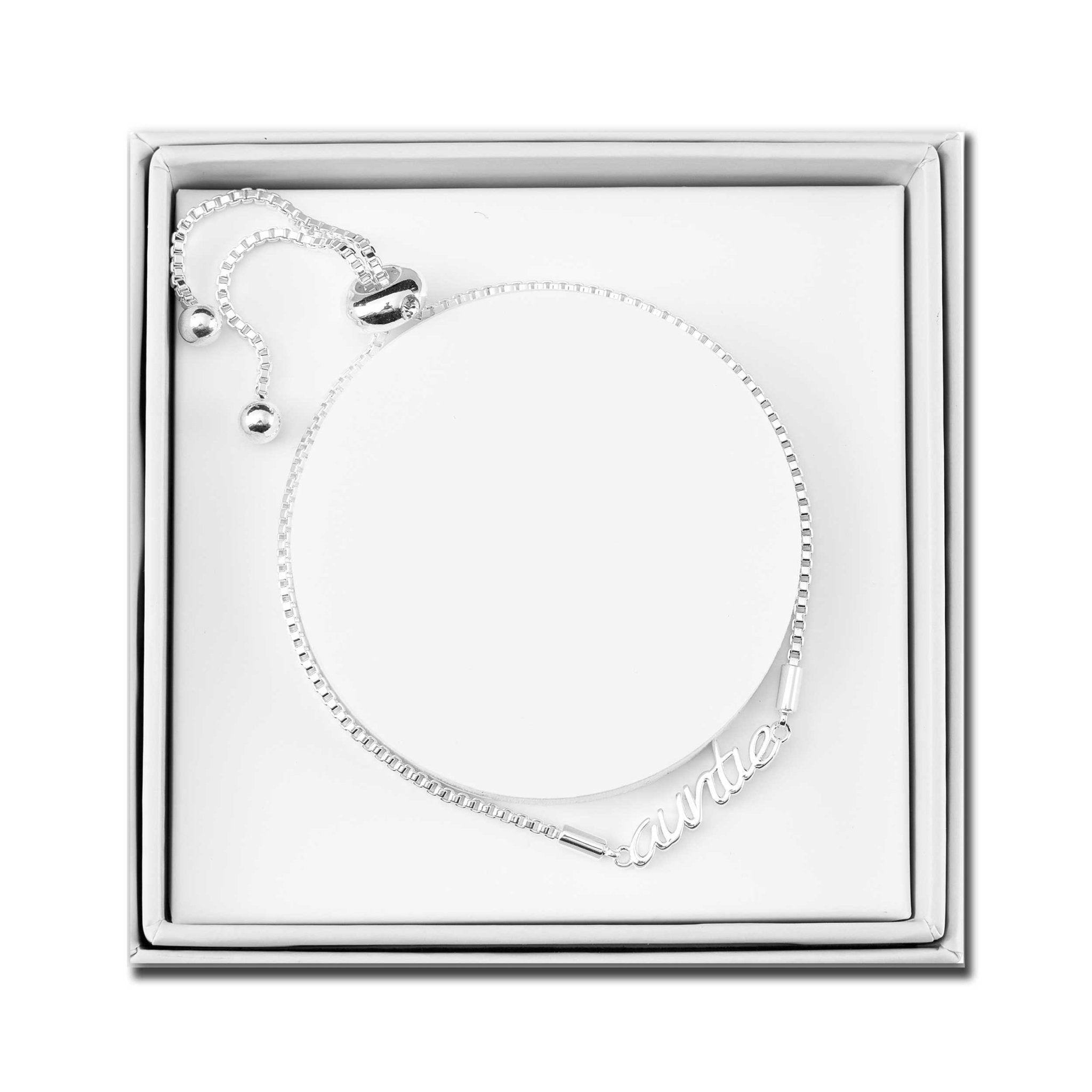 Silver Plated Auntie Bracelet Created with Zircondia® Crystals with Gift Box