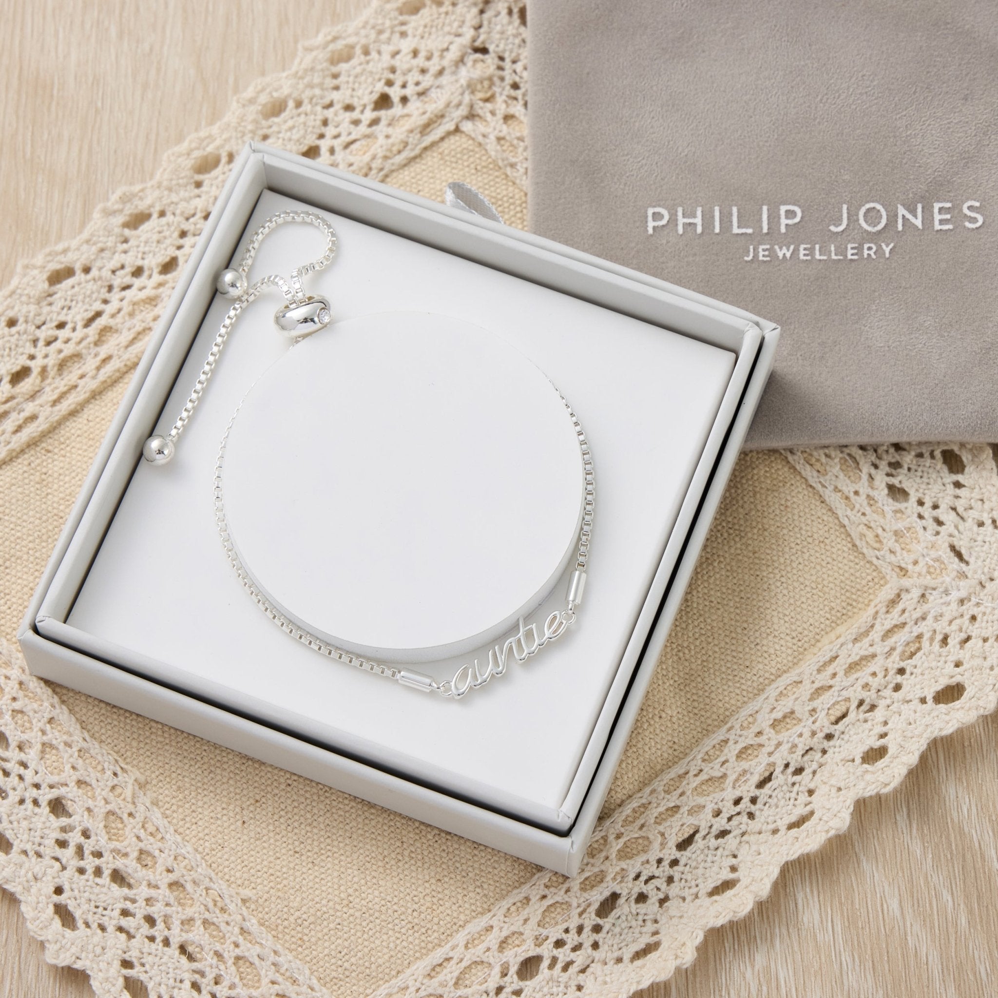 Silver Plated Auntie Bracelet Created with Zircondia® Crystals with Gift Box