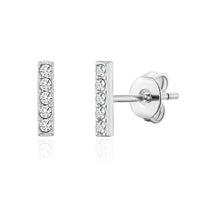 Silver Plated Bar Earrings Created with Zircondia® Crystals
