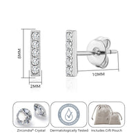Silver Plated Bar Earrings Created with Zircondia® Crystals