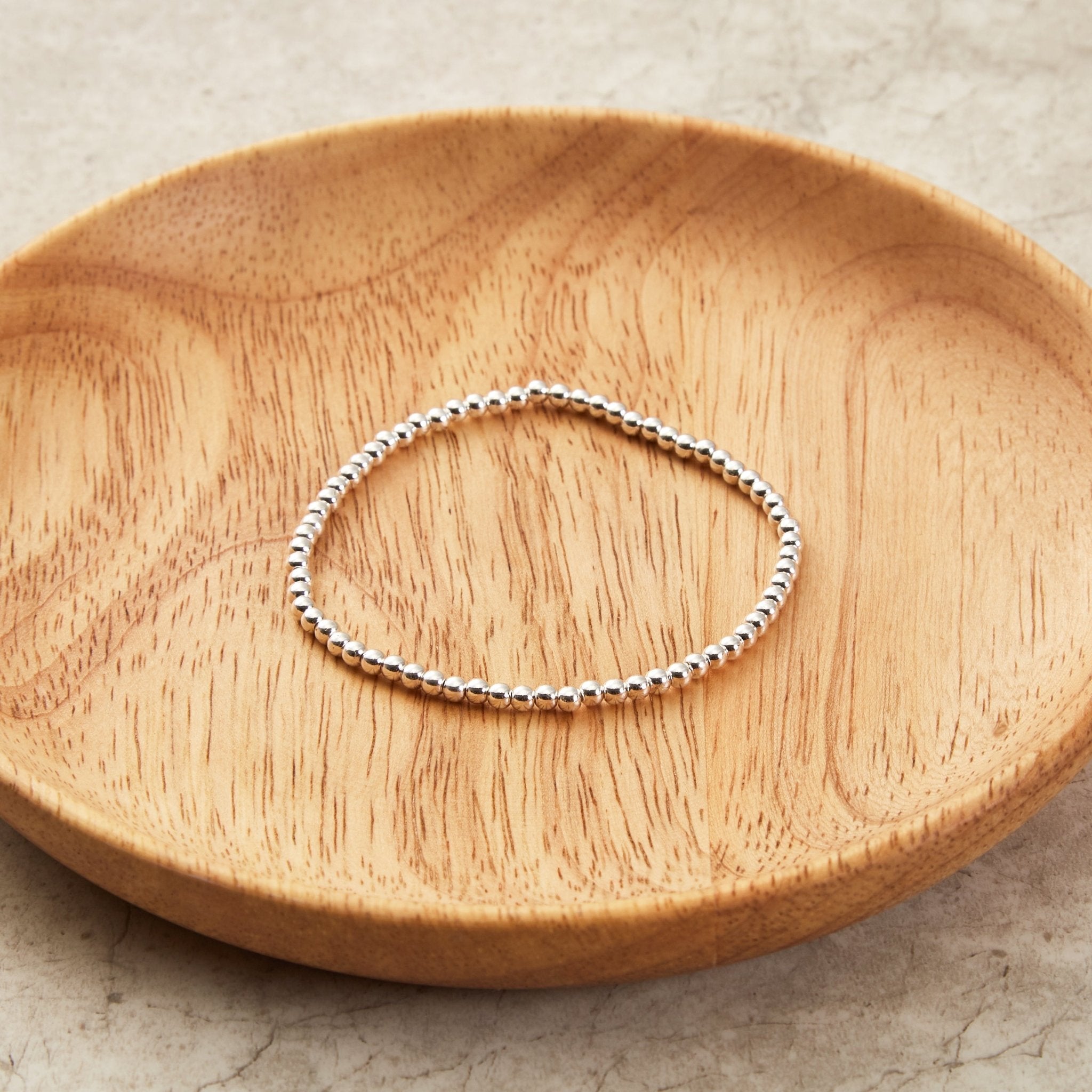 Silver Plated Beaded Stretch Bracelet