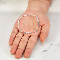 Silver Plated Beaded Stretch Bracelet