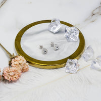 Silver Plated Bezel set Heart Earrings Created with Zircondia® Crystals