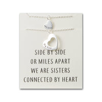 Silver Plated Big Sister and Little Sister Necklace Set with Quote Card