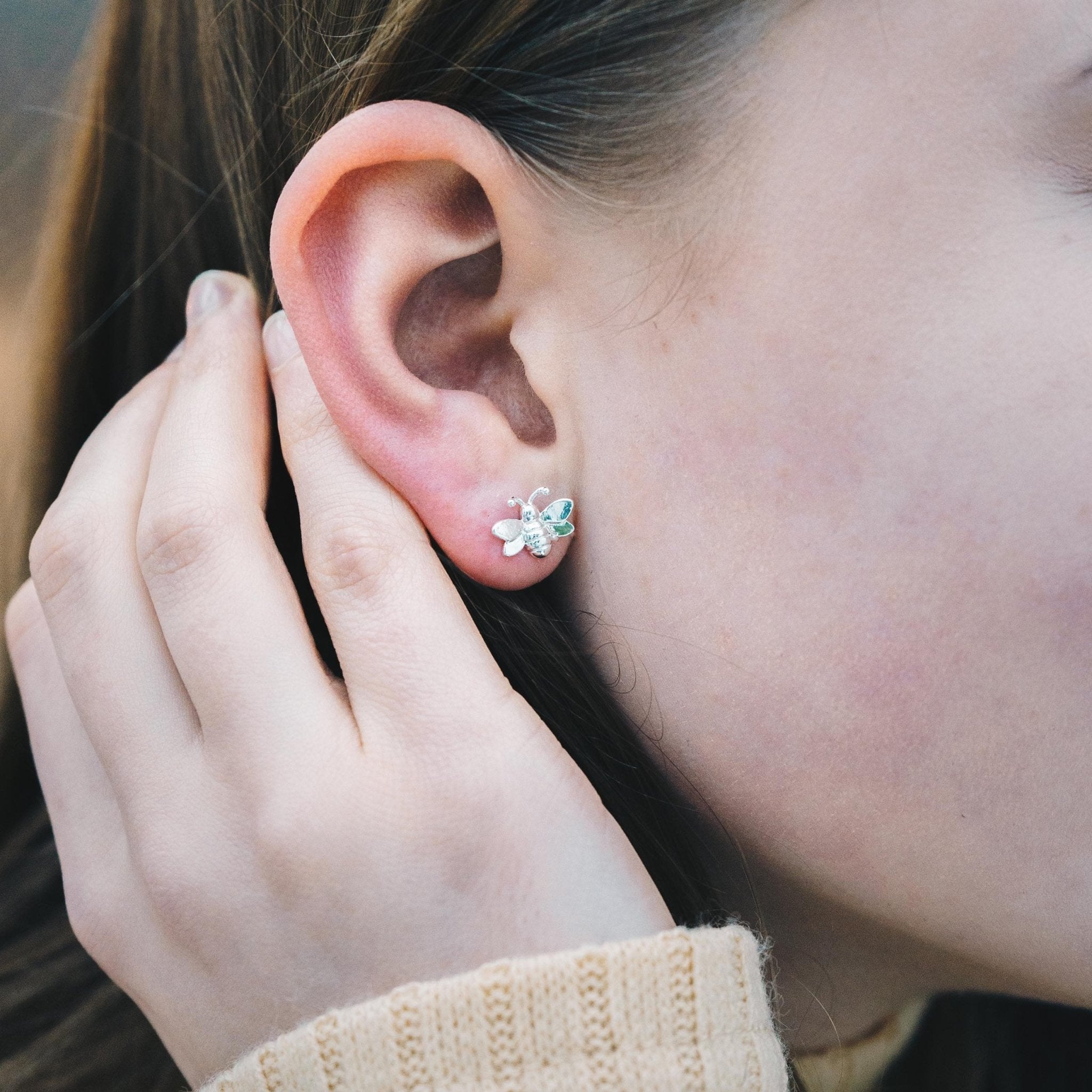 Silver Plated Bumble Bee Earrings