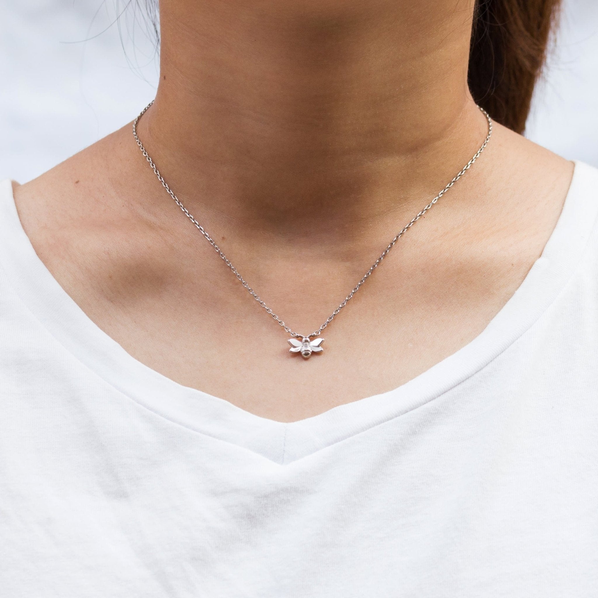 Silver Plated Bumble Bee Necklace